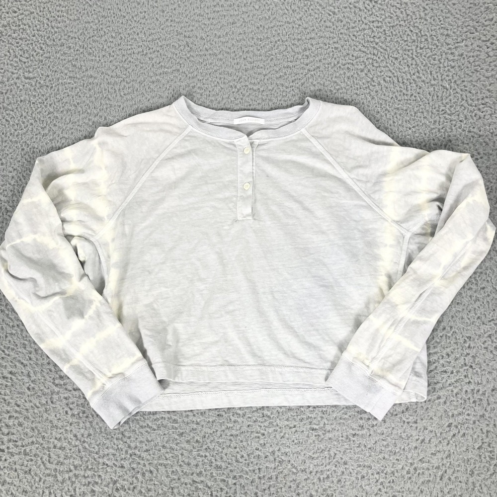 John Elliott Shirt Womens 1 Gray Cropped Henley Raglan Long Sleeve Jersey Tee